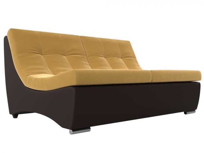 111483 Модуль Монреаль диван | Микровельвет | Экокожа | Желтый | коричневый