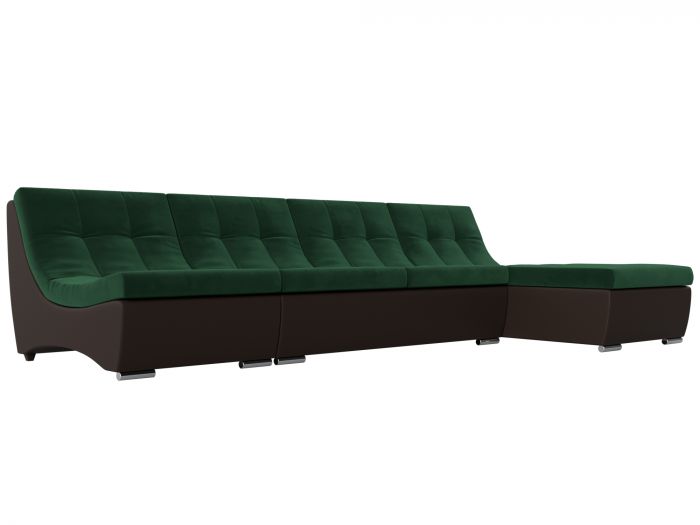 111501 Угловой модульный диван Монреаль | Велюр | Экокожа | зеленый | коричневый