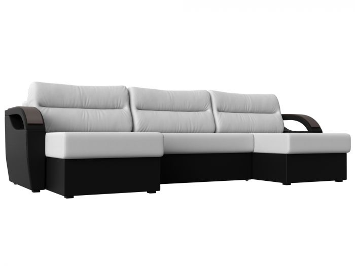 111748 П-образный диван Форсайт | Экокожа | Белый | Черный