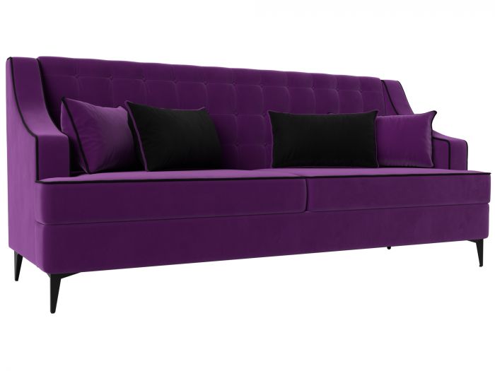 111909 Прямой диван Марк | Микровельвет | Фиолетовый | Черный