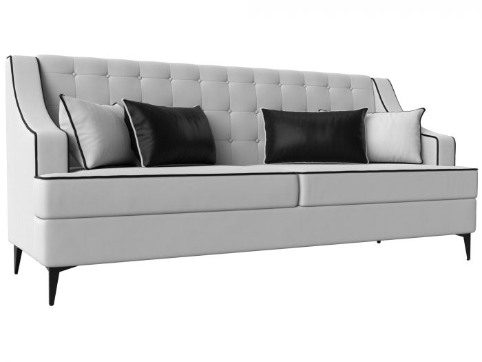 111920 Прямой диван Марк | Экокожа | Белый | Черный