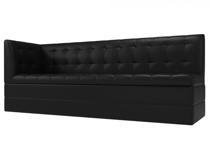 100389L Кухонный диван Бриз с углом слева | Экокожа | Черный