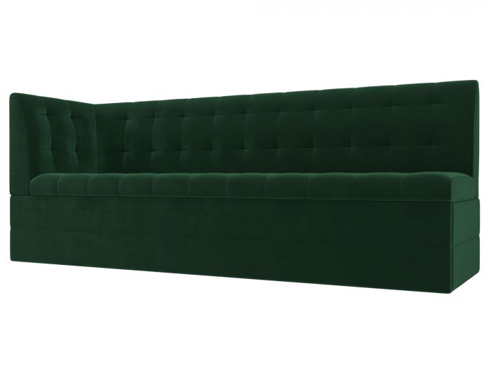 106968L Кухонный диван Бриз с углом слева | Велюр | Зеленый