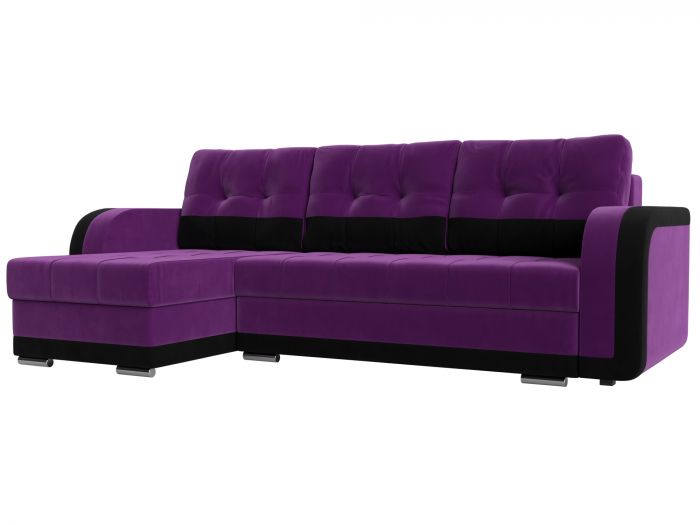 29543L Угловой диван Марсель левый угол | Микровельвет | Фиолетовый | Черный