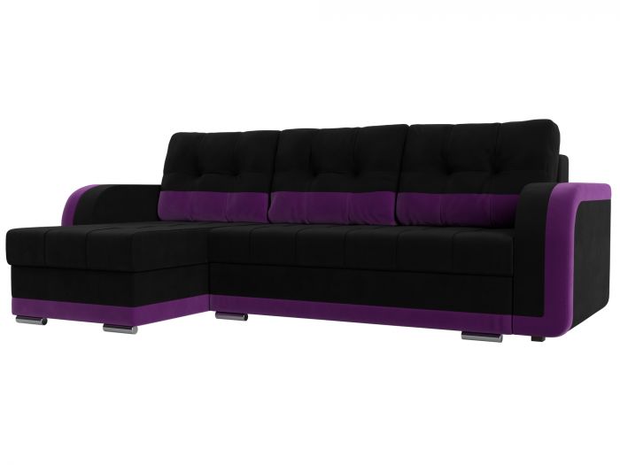 29544L Угловой диван Марсель левый угол | Микровельвет | черный | фиолетовый
