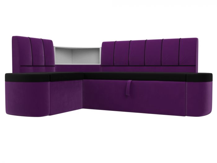 107527L Кухонный угловой диван Тефида левый угол | Микровельвет | черный | фиолетовый