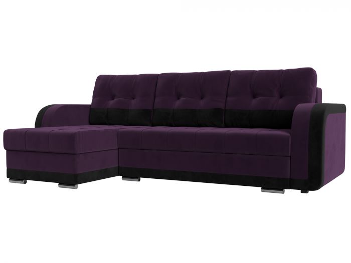 109986L Угловой диван Марсель левый угол | Велюр | Фиолетовый | Черный