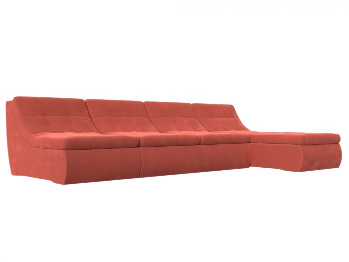 112659 Угловой модульный диван Холидей | Микровельвет | Коралловый