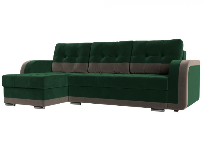 109989L Угловой диван Марсель левый угол | Велюр | зеленый | коричневый