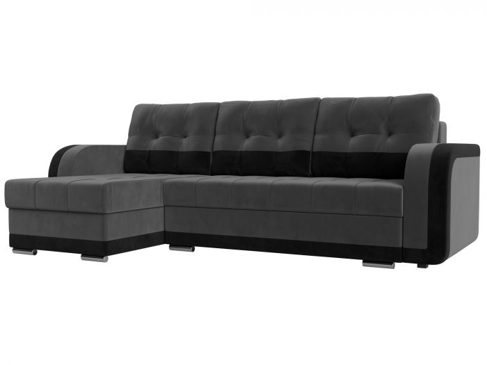 109991L Угловой диван Марсель левый угол | Велюр | Серый | черный