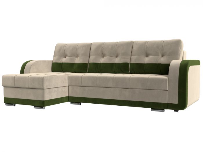 29539L Угловой диван Марсель левый угол | Микровельвет | бежевый | зеленый