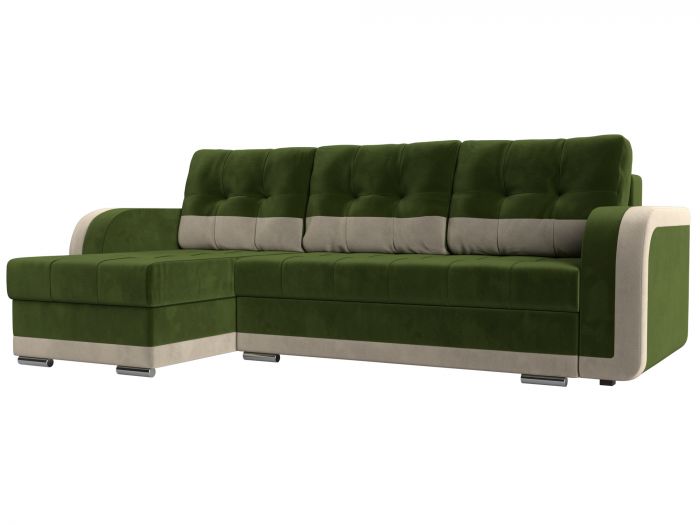 29541L Угловой диван Марсель левый угол | Микровельвет | Зеленый | Бежевый