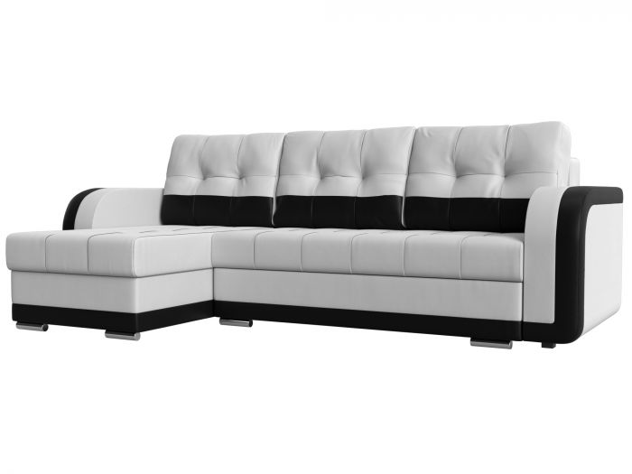 109977L Угловой диван Марсель левый угол | Экокожа | Белый | Черный