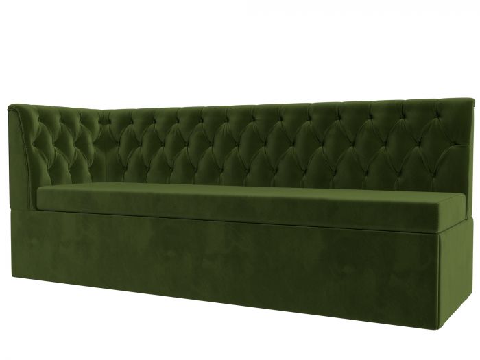 112834L Кухонный диван Маркиз с углом слева | Микровельвет | Зеленый