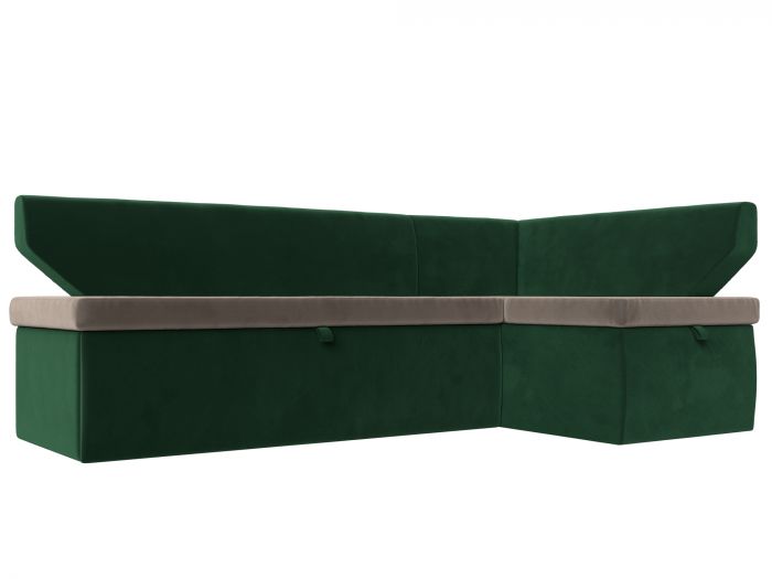 113202 Кухонный угловой диван Омура правый угол | Велюр | Коричневый | Зеленый