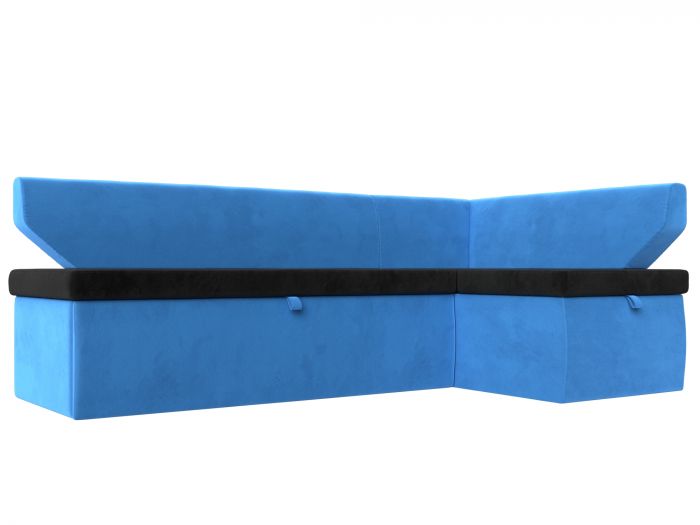 113208 Кухонный угловой диван Омура правый угол | Велюр | черный | голубой