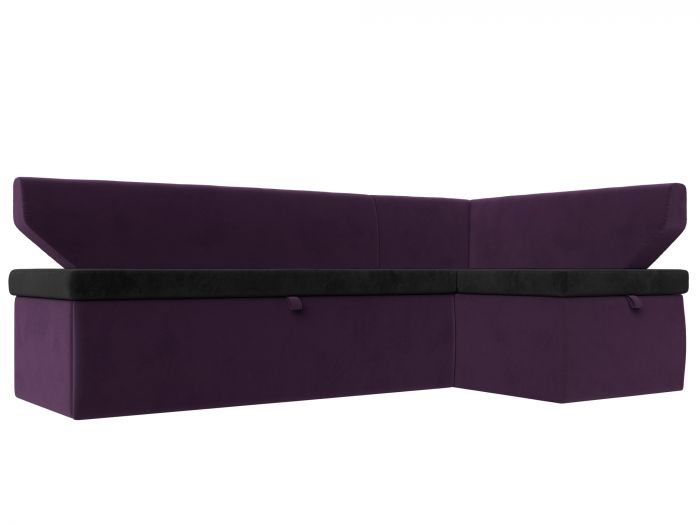 113210 Кухонный угловой диван Омура правый угол | Велюр | черный | фиолетовый