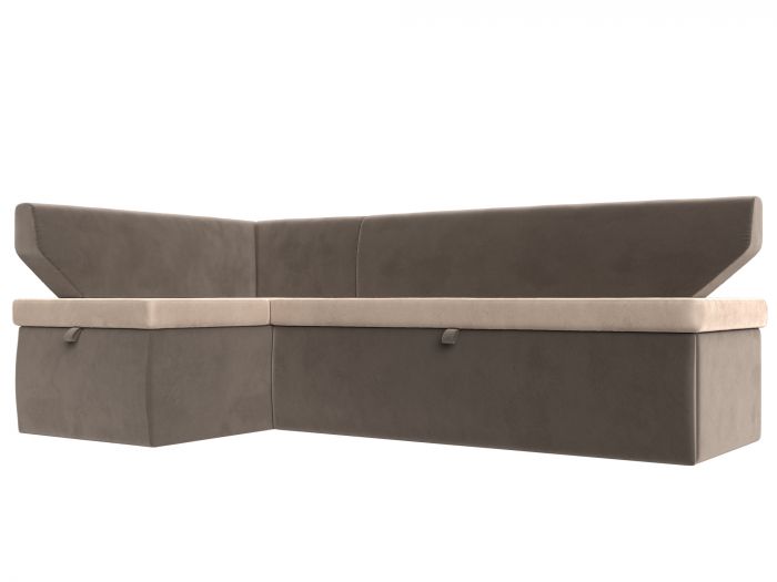 113190L Кухонный угловой диван Омура левый угол | Велюр | бежевый | коричневый