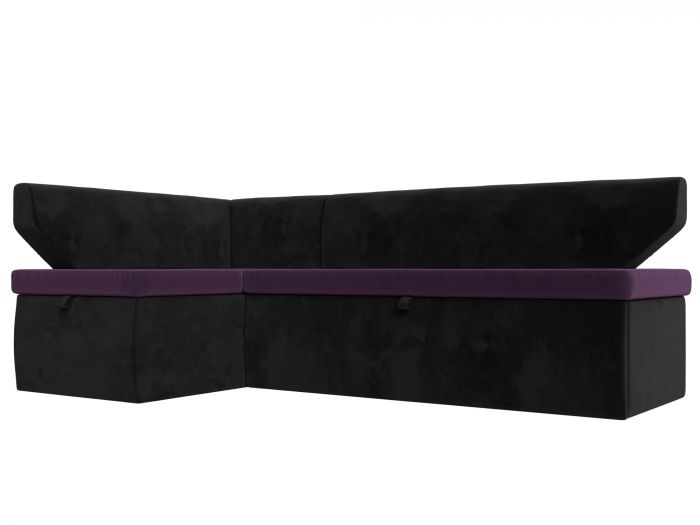 113206L Кухонный угловой диван Омура левый угол | Велюр | Фиолетовый | Черный