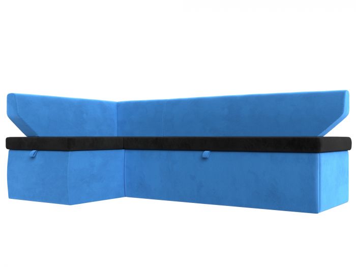 113208L Кухонный угловой диван Омура левый угол | Велюр | черный | голубой