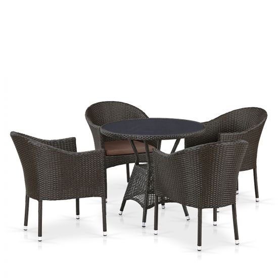 Комплект плетеной мебели T707ANS-Y350-W53 4Pcs Brown