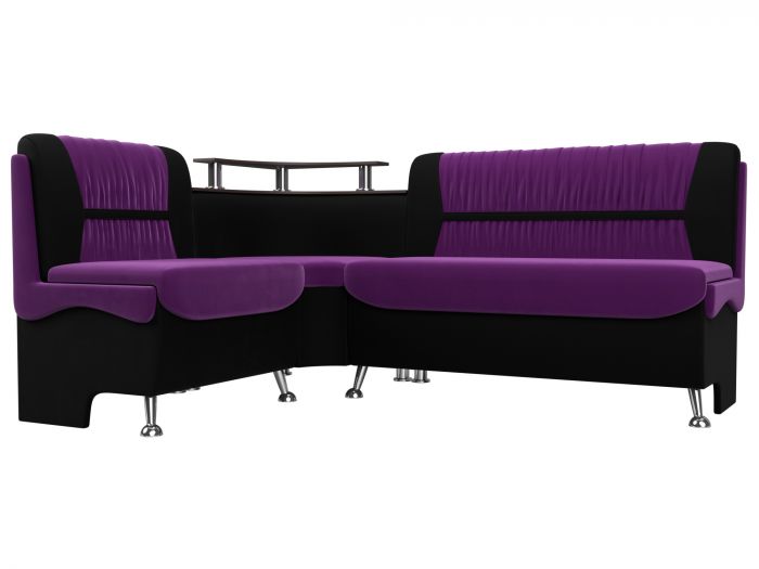 107382L Кухонный угловой диван Сидней левый угол | Микровельвет | Фиолетовый | Черный