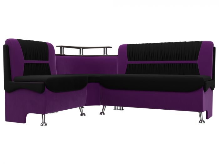 107383L Кухонный угловой диван Сидней левый угол | Микровельвет | черный | фиолетовый
