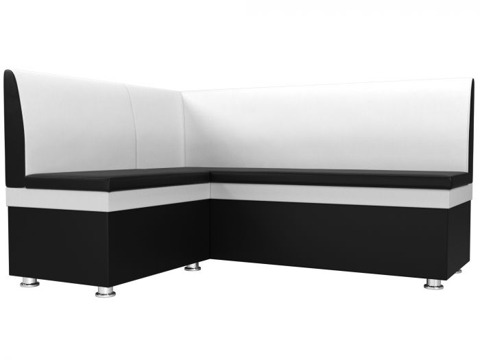 28388L Кухонный угловой диван Уют левый угол | Экокожа | Черный | Белый