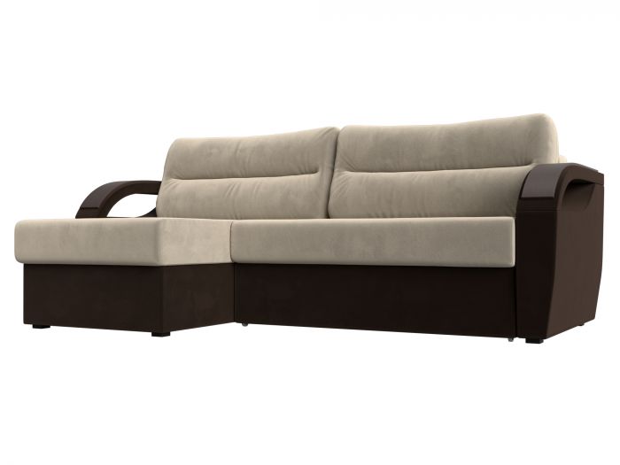 100780L Угловой диван Форсайт левый угол | Микровельвет | бежевый | коричневый