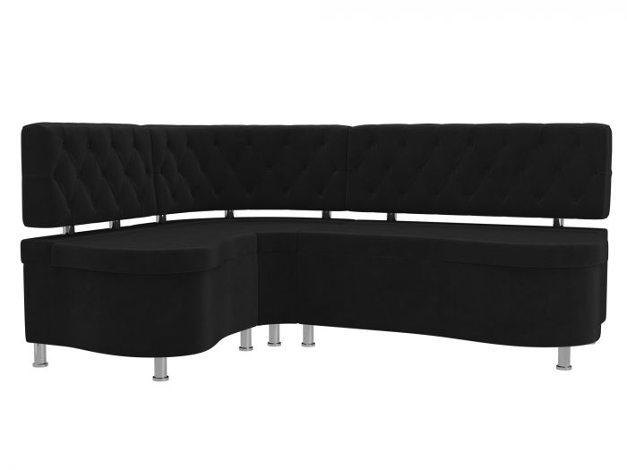 105175L Кухонный угловой диван Вегас левый угол | Велюр | Черный