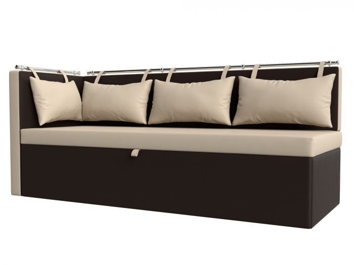 28574L Кухонный диван Метро с углом слева | Экокожа | бежевый | коричневый