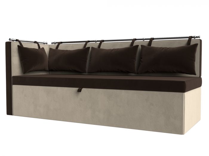 105024L Кухонный диван Метро с углом слева | Микровельвет | Коричневый | Бежевый