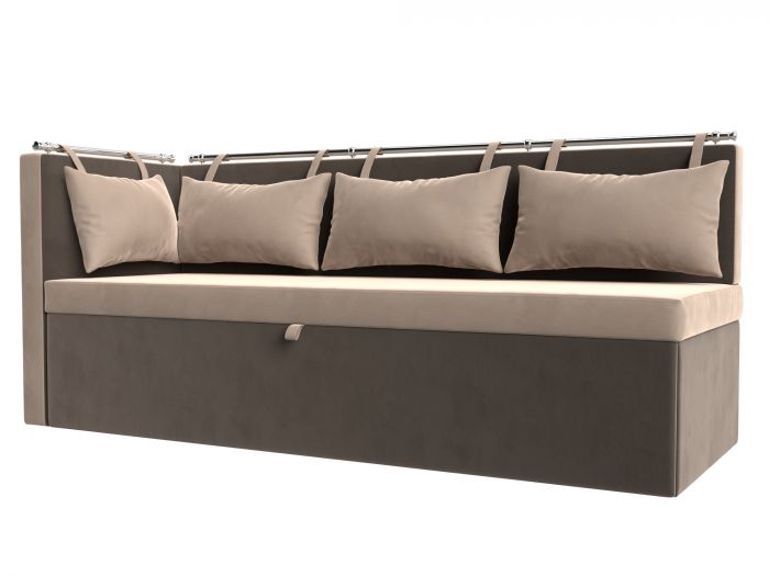 105027L Кухонный диван Метро с углом слева | Велюр | бежевый | коричневый
