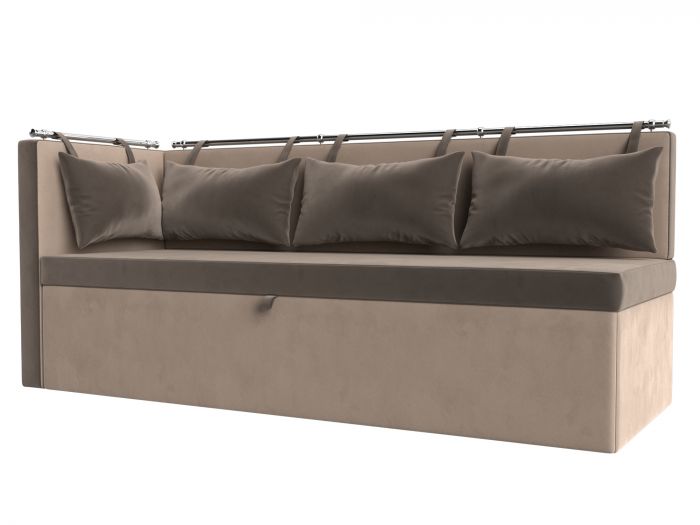 105031L Кухонный диван Метро с углом слева | Велюр | Коричневый | Бежевый
