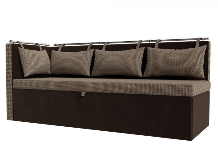 105034L Кухонный диван Метро с углом слева | Корфу | Микровельвет | Корфу 03 | коричневый