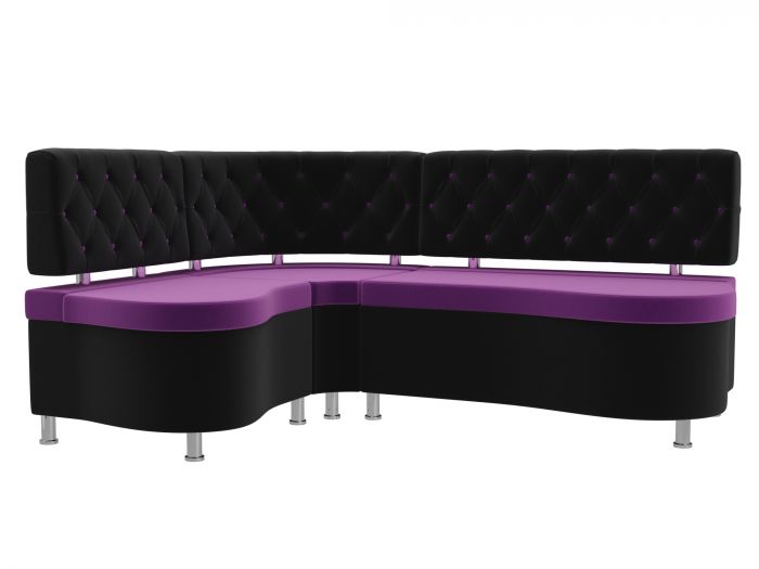 105182L Кухонный угловой диван Вегас левый угол | Микровельвет | Фиолетовый | Черный