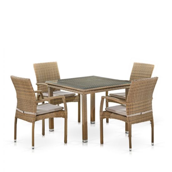 Комплект плетеной мебели T257B-Y379B-W65 Light Brown (4+1)