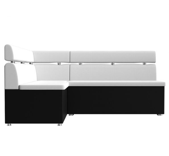 28776L Кухонный угловой диван Классик левый угол | Экокожа | Белый | Черный