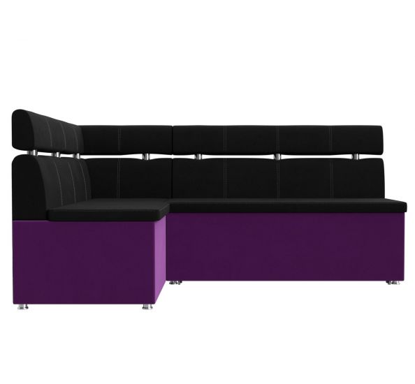 28779L Кухонный угловой диван Классик левый угол | Микровельвет | черный | фиолетовый