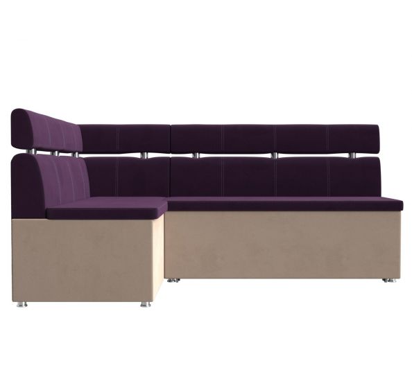 106583L Кухонный угловой диван Классик левый угол | Велюр | фиолетовый | бежевый