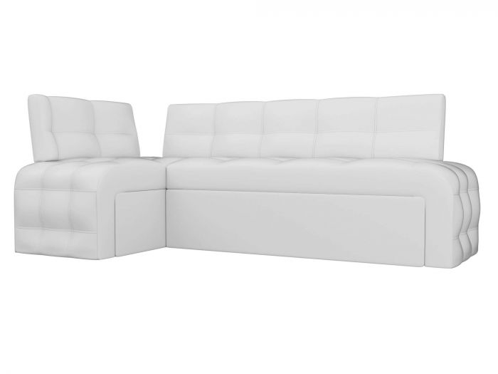 28595L Кухонный угловой диван Люксор левый угол | Экокожа | Белый