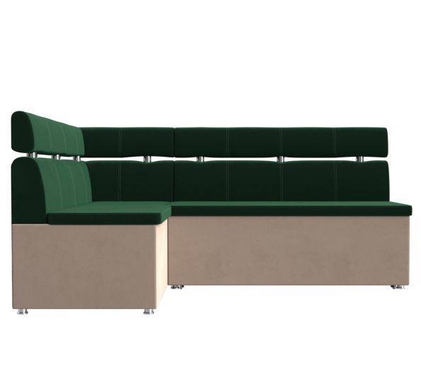 106586L Кухонный угловой диван Классик левый угол | Велюр | Зеленый | Бежевый