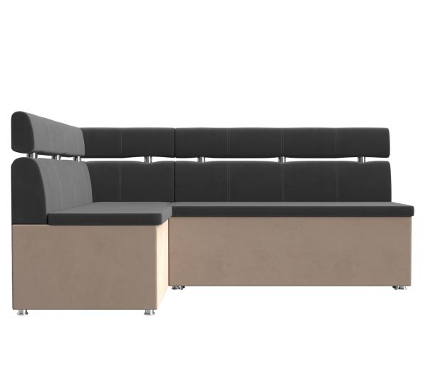 106588L Кухонный угловой диван Классик левый угол | Велюр | серый | бежевый