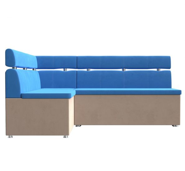 106590L Кухонный угловой диван Классик левый угол | Велюр | голубой | бежевый