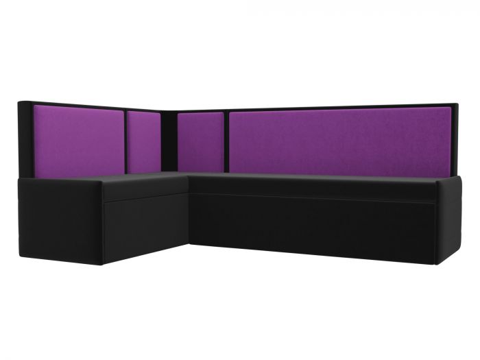 28757L Кухонный угловой диван Кристина левый угол | Микровельвет | черный | фиолетовый
