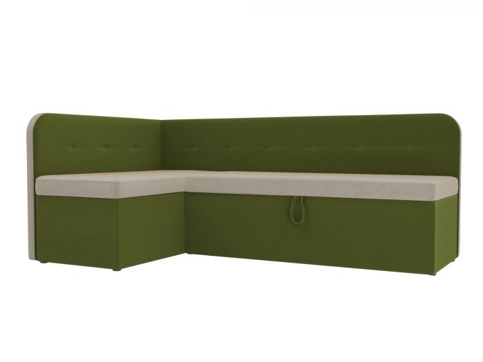 107080L Кухонный угловой диван Форест левый угол | Микровельвет | бежевый | зеленый