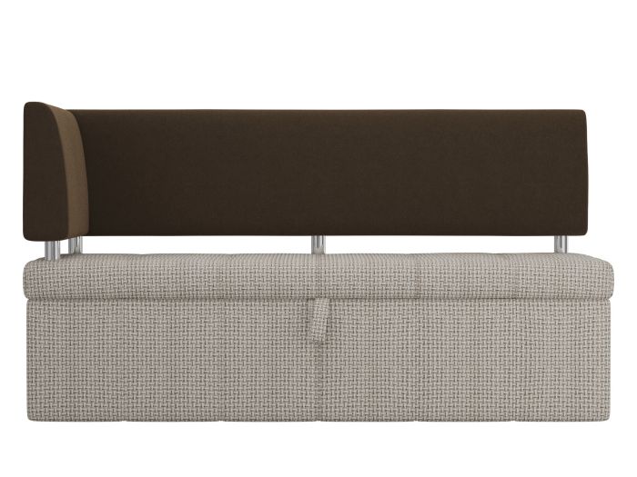 107292L Кухонный прямой диван Стоун с углом левый | Корфу | Микровельвет | Корфу 02 | коричневый