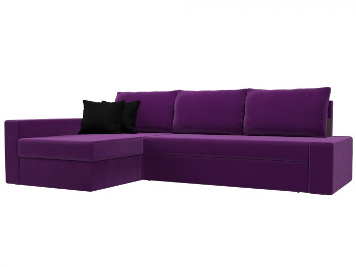 29474L Угловой диван Версаль левый угол | Микровельвет | Фиолетовый | Черный