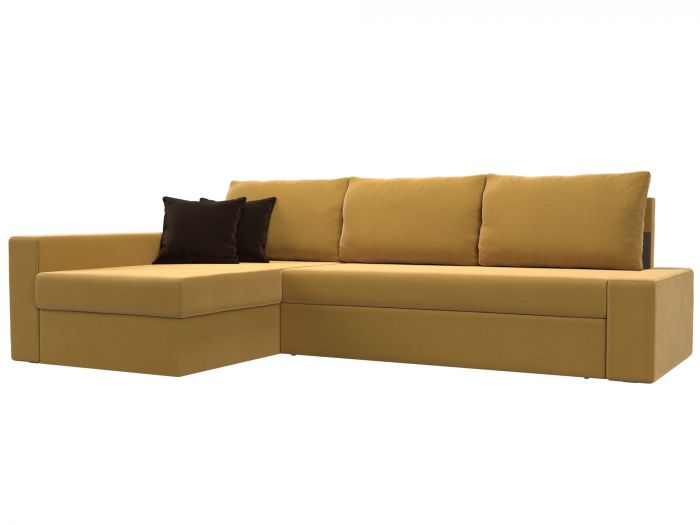 109145L Угловой диван Версаль левый угол | Микровельвет | Желтый | коричневый