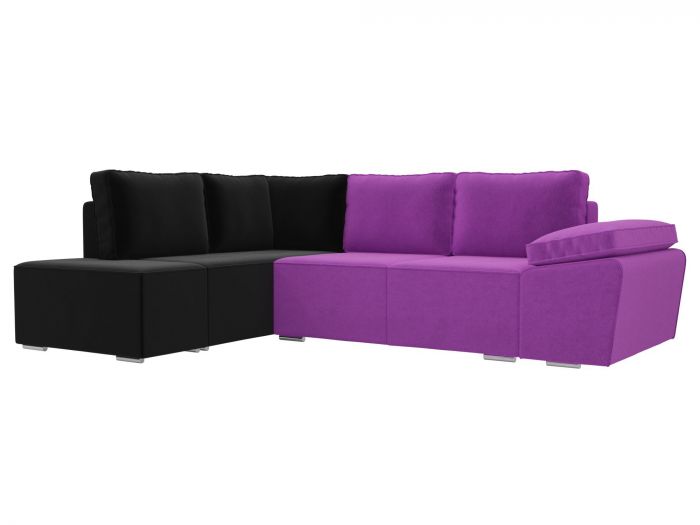 101257L Угловой диван Хьюго левый угол | Микровельвет | Фиолетовый | Черный
